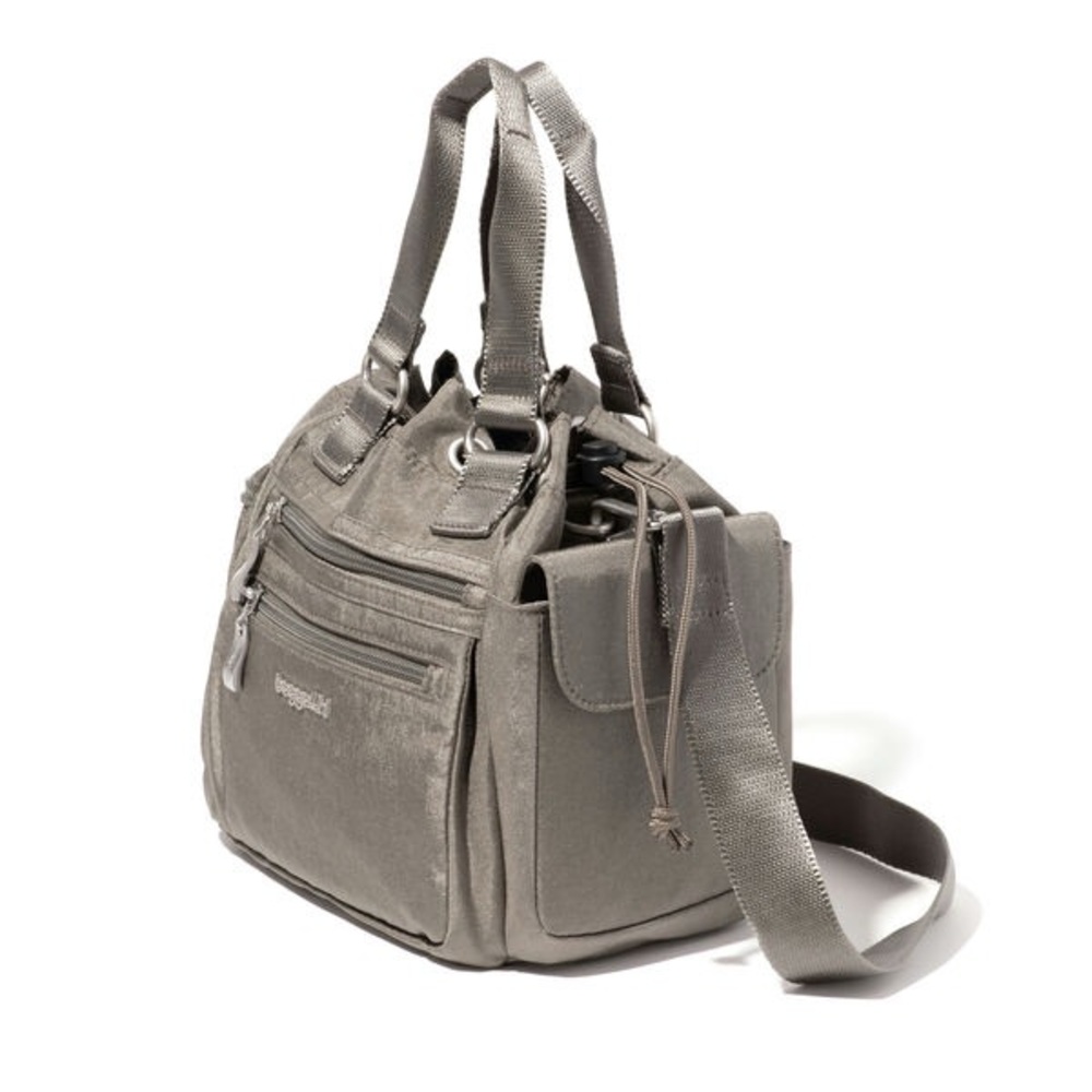 Gray Women's Multi-Pocket Tote Bag with Shoulder Strap